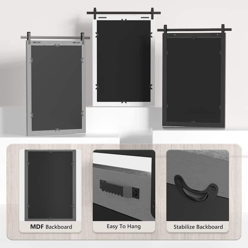 Modern Wall Mirrors, Rectangular Mirror with Wood Framed, Bathroom Mirror Barn Mirror Barn Door Mirror with Multi Size