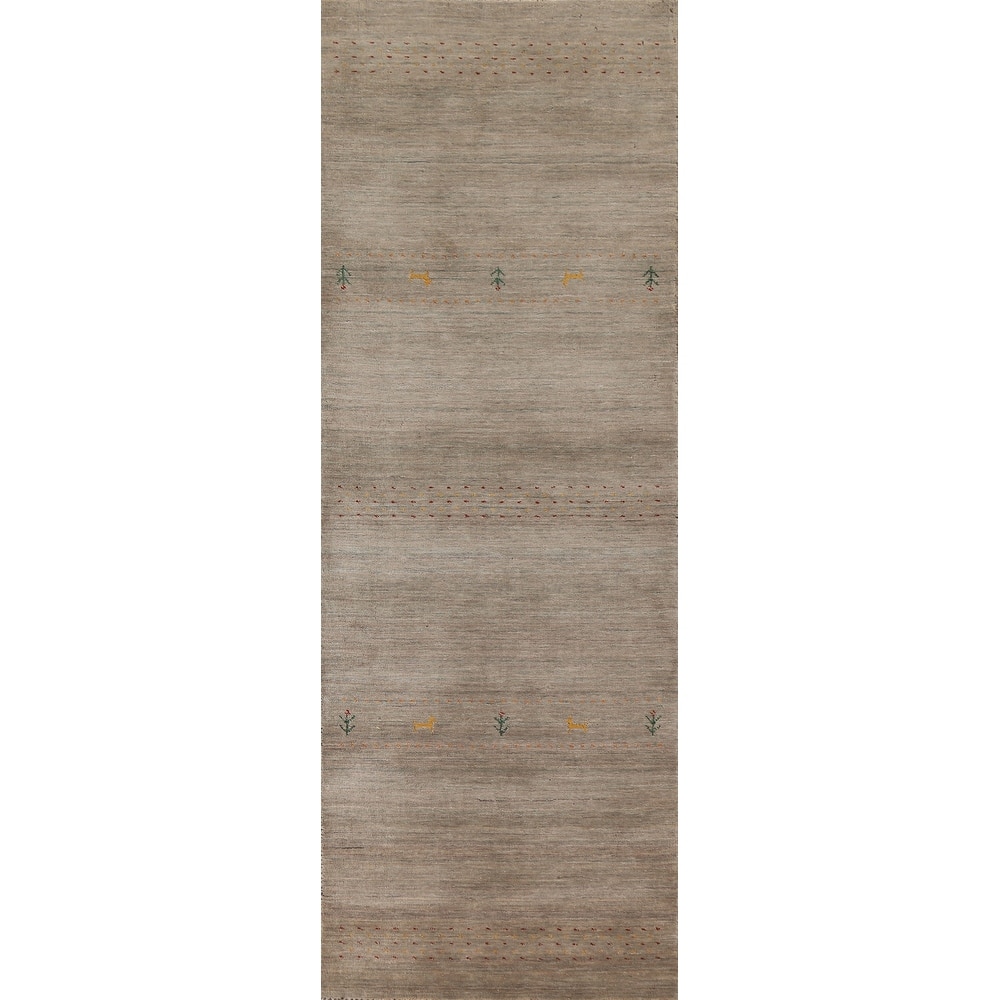 Tribal Gabbeh Indian Runner Rug Handmade Wool Carpet - 2'9"x 9'10"