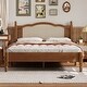 preview thumbnail 12 of 18, Wooden Queen Size Vintage Platform Bed with Rattan Headboard amd Slat Support
