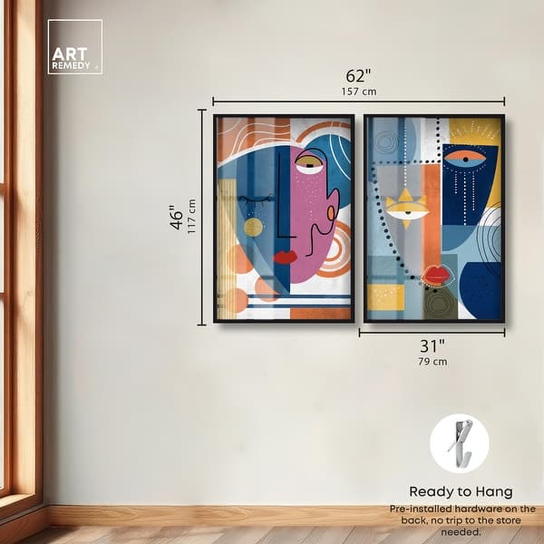dimension image slide 16 of 18, Abstract Mask Series Living Room Set Shadowbox Print by Art Remedy