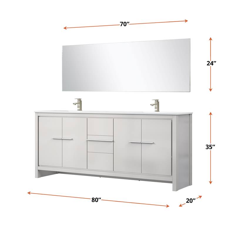 Lafarre Bath Vanity Quartz Top, Sink, Mirror & Brushed Nickel Faucet