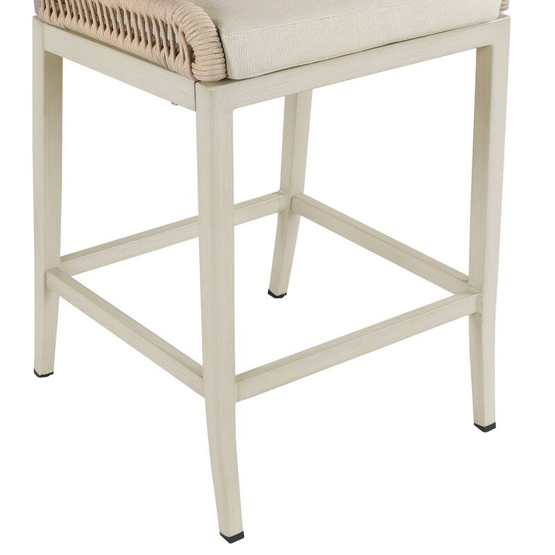 Modern Aluminum Counter Height Bar Stools, Upholstered Counter Stools with Back - 27.5"H