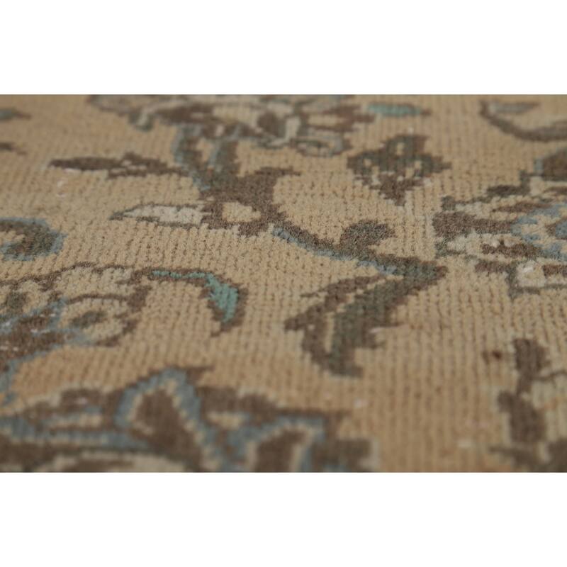 Traditional Mashad Persian Vintage Rug Bedroom Handmade Wool Carpet - 9'6" x 13'3"