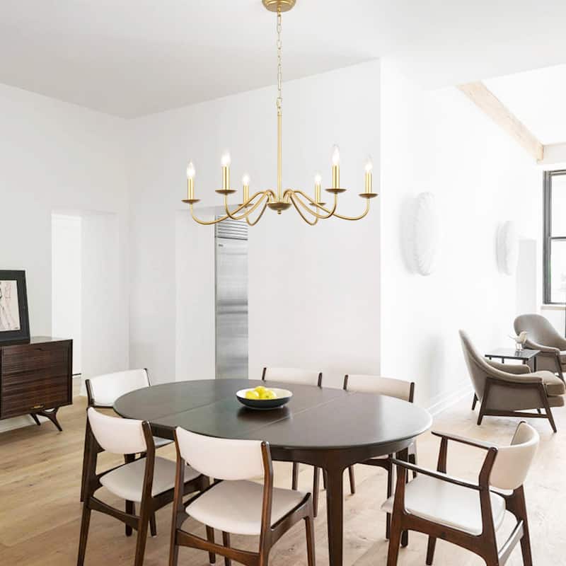 6-Light Rustic Farmhouse Simple Candle Chandelier for Bedroom, Kitchen, Living Room and Foyer