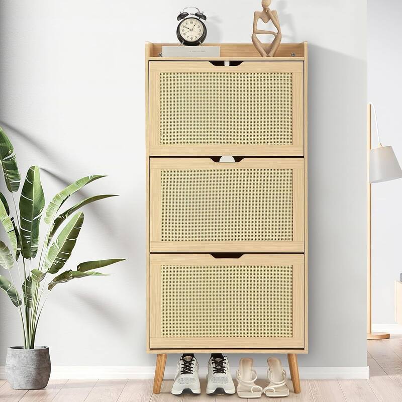 Space-Saving 3 Flip Drawers Shoe Cabinet for Entryway Hallway