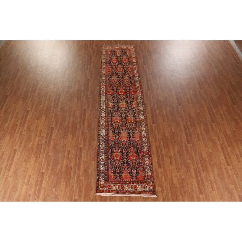 Bidjar Persian Antique Runner Rug Hand-Knotted Wool Carpet - 3'6"x 14'7"