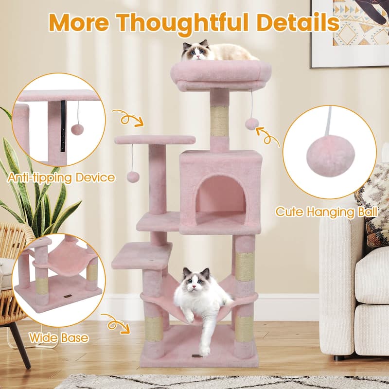 Costway 44” Tall Multi-level Cat Tree with Cushion Top Perch, - See Details