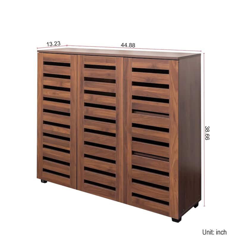 44.88" Wooden 5-Tier Shoe Storage Cabinet with Adjustable Shelves & Louvered Doors