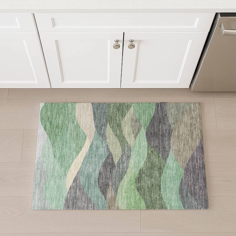 Machine Washable Indoor/ Outdoor Modern Horizon Chantille Rug