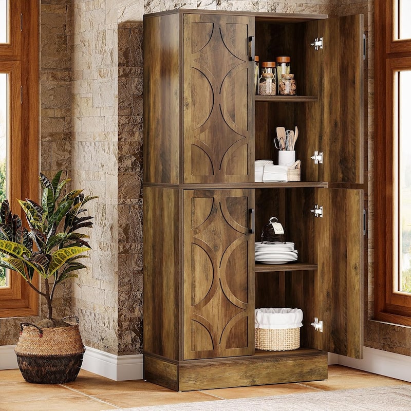 71.4" Kitchen Pantry Cabinet with Doors and Adjustable Shelves for Dining Room