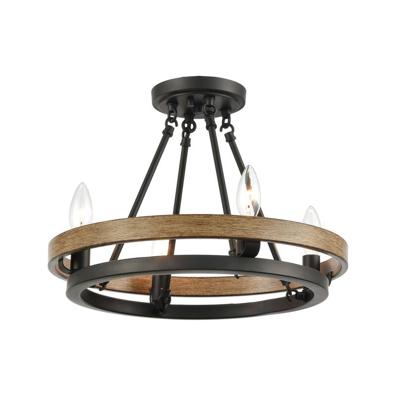 Elk Home Ramsey Matte Black Metal 4 Light Chandelier