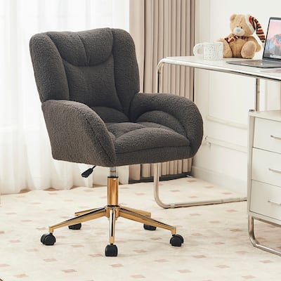 360 Swivel Fabric Home Office Chair With Gold Metal Base