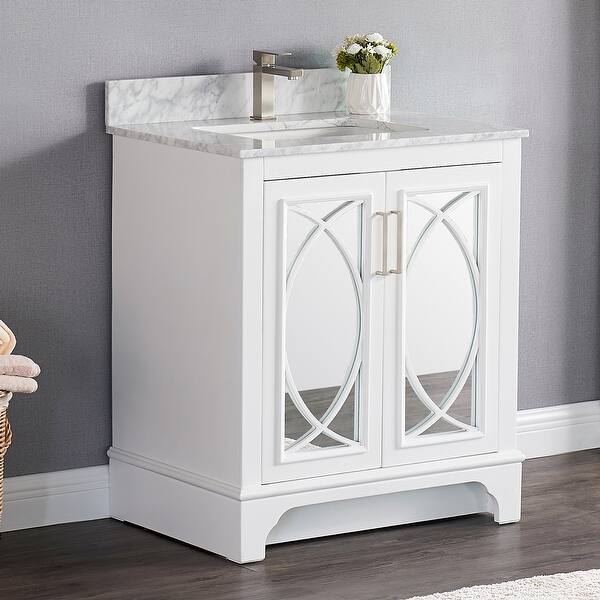 Shop Copper Grove Chaudoc 30 Inch Single Sink Bathroom Vanity Set With Marble Or Quartz Top Overstock 30533754 30 Inch White Marble Top Without Mirror