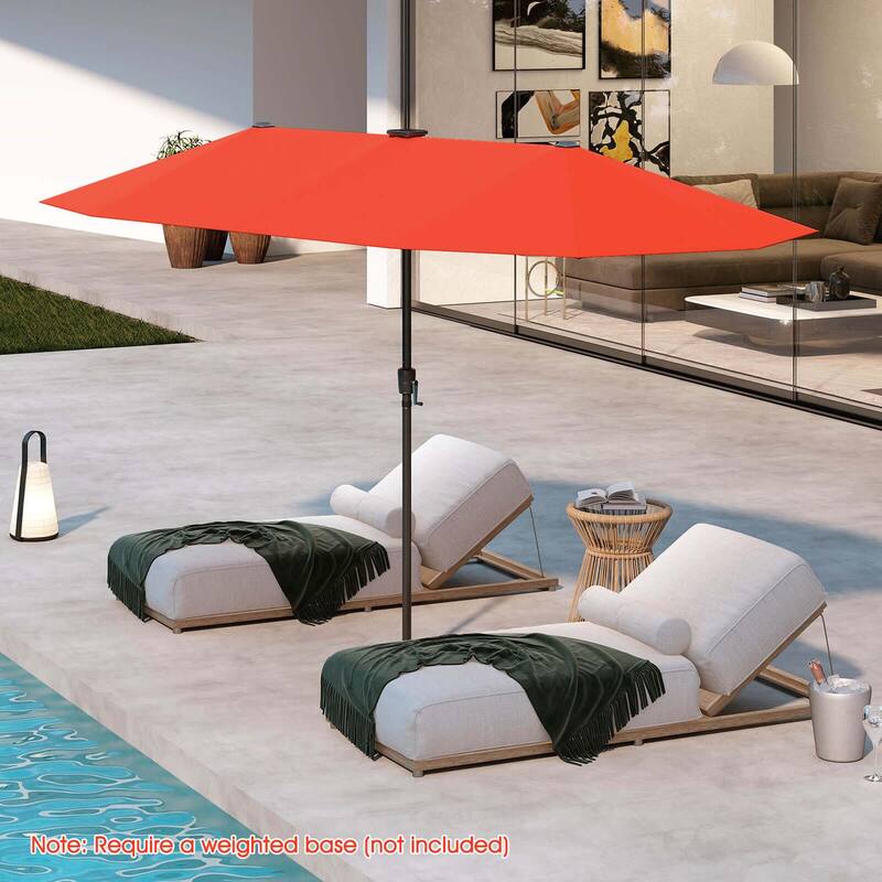 Costway 13 FT Large Patio Umbrella with LED Solar Lights Crank Handle
