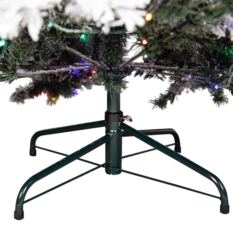 Pre-Lit Full Flocked Glacier Pine Artificial Christmas Tree - 7.5' Multi LED - 7.5 Foot