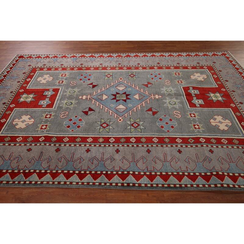 Gray Kazak Oriental Area Rug Handmade Wool Carpet - 6'6" x 10'2"