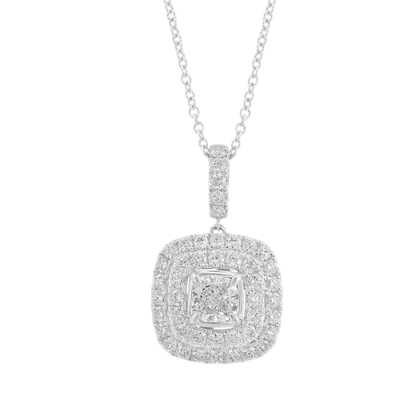 EFFY 14k White Gold Lab Grown Diamond Square Pendant Necklace