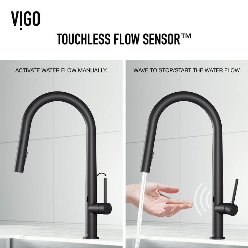 VIGO Greenwich 18" H Single Handle Pull-Down Sprayer Kitchen Faucet with Touchless Sensor