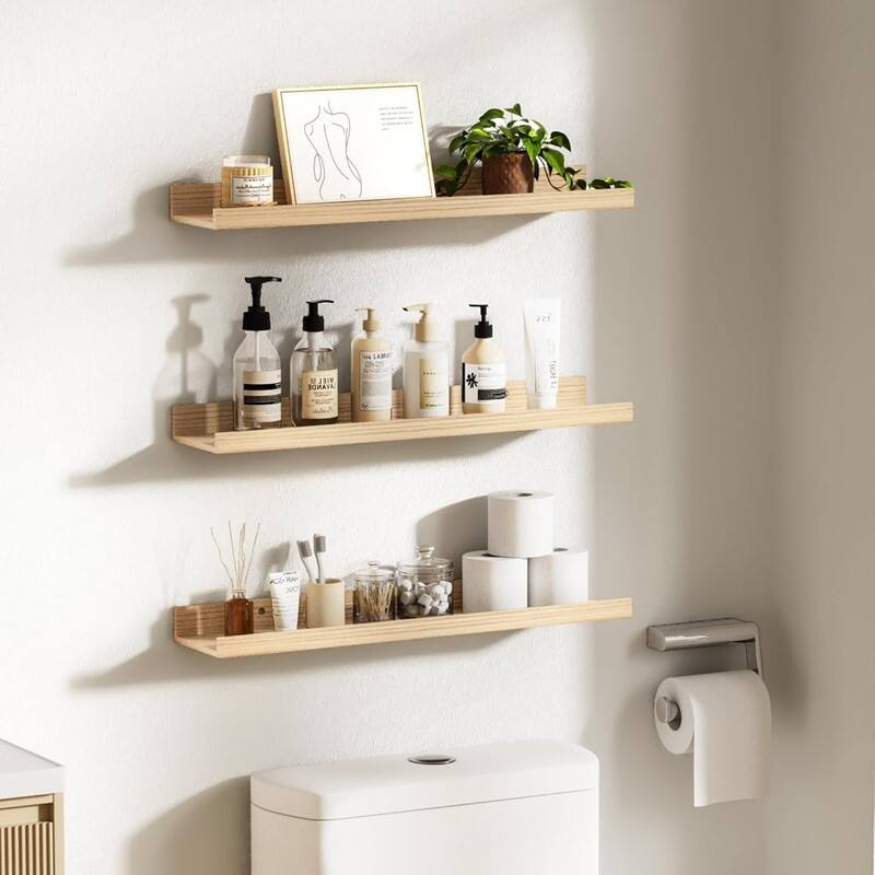 Decor Storage Set of 6 Floating Shelves for Wall, Wall Shelves - 23.6"D x 5.1"W x 1.7"H