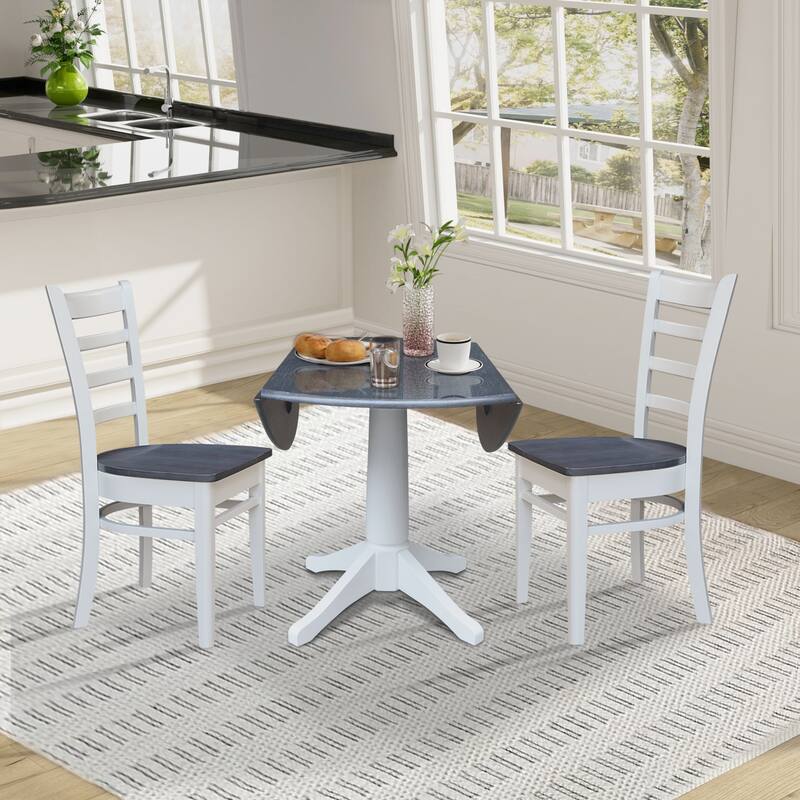 42" Round Top Dual Drop Leaf Pedestal Table with Dining Chairs