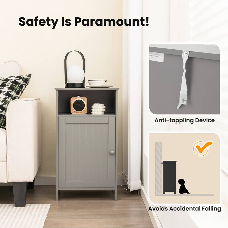 Bathroom Freestanding Adjustable Shelf Floor Storage Cabinet