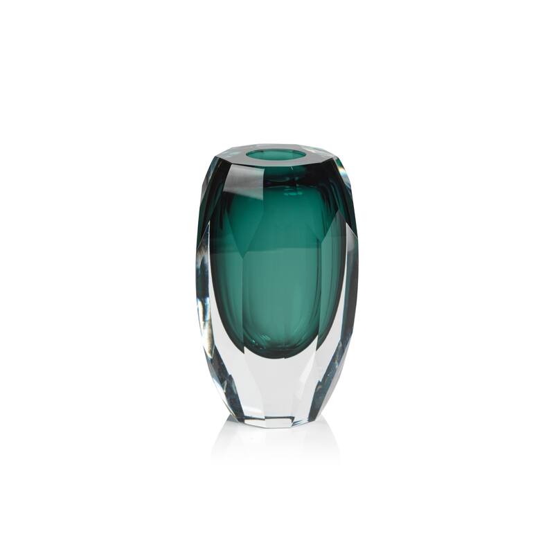 Albi Emerald Cut Glass Vase - 6.5"