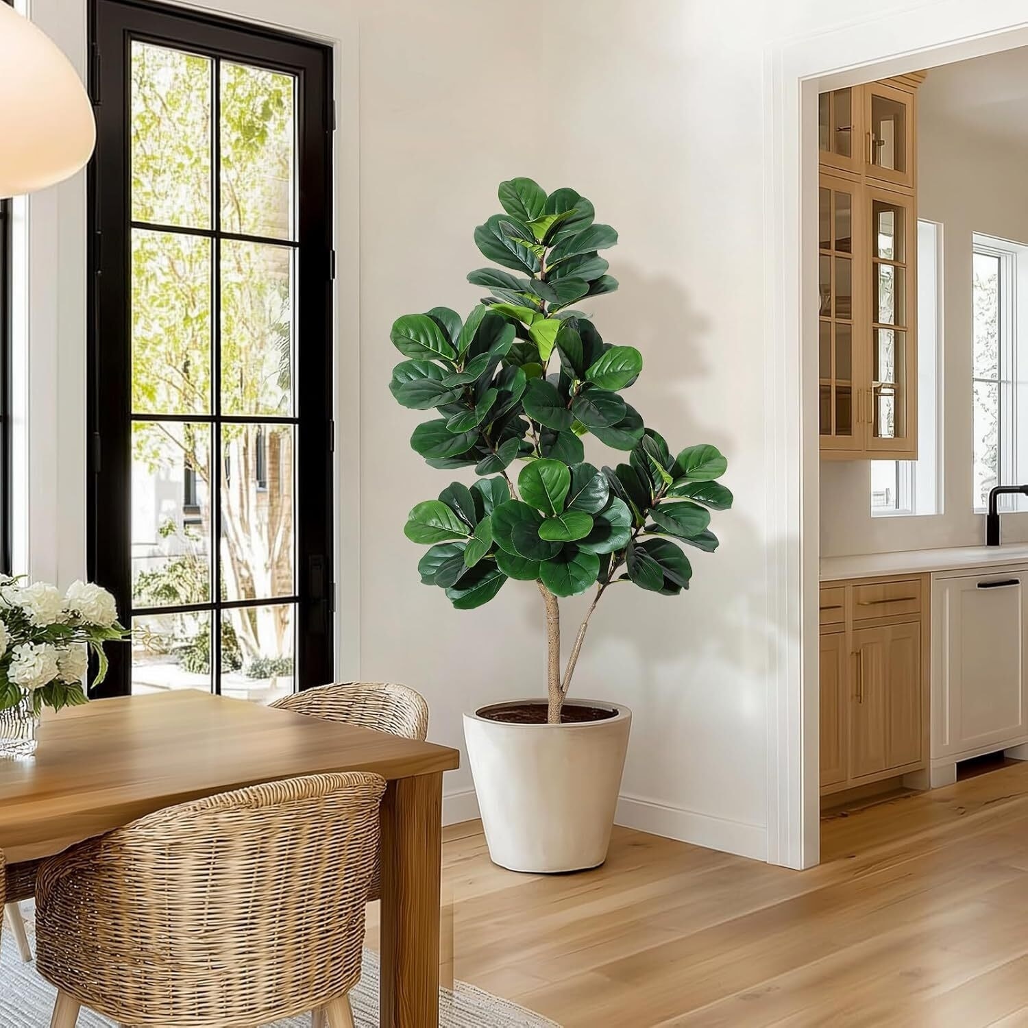 Artificial Fiddle Leaf Fig Tree with Black Planter Pot for Home Decor -  Overstock - 43400501