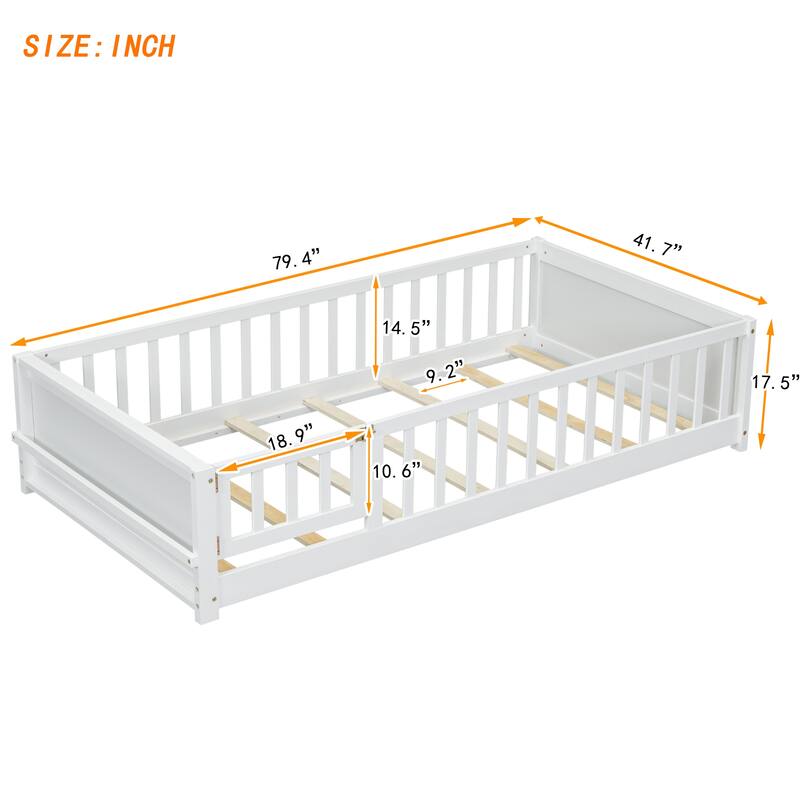 Twin Pine Platform Bed with Book Storage Rack
