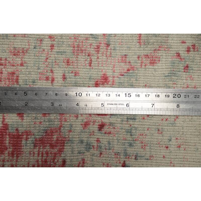 Hand Knotted Oriental Viscose Silk Carpet Modern Abstract Pink Abstract Area Rug - 6' 4'' X 4' 1''