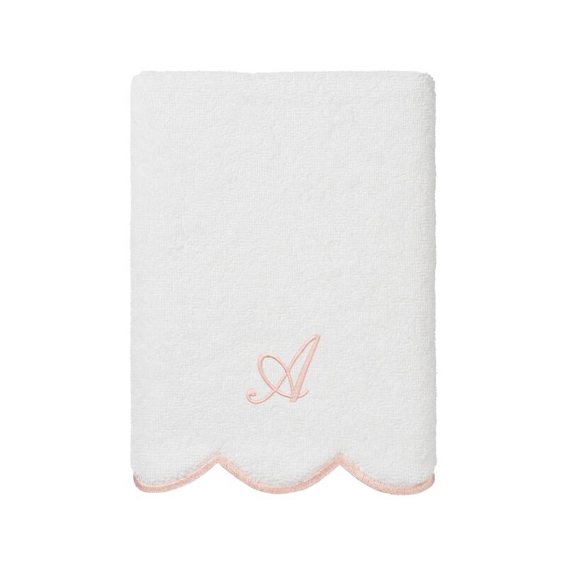 Authentic Hotel and Spa 100% Turkish Cotton Pink ADORNIA Scallop Personalized 3 Piece Towel Set - 3 Piece Set