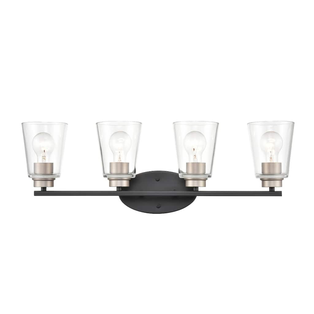 929 Lighting 4 Light Bathroom Vanity Fixture in Matte Black - Matte Black/Satin Nickel