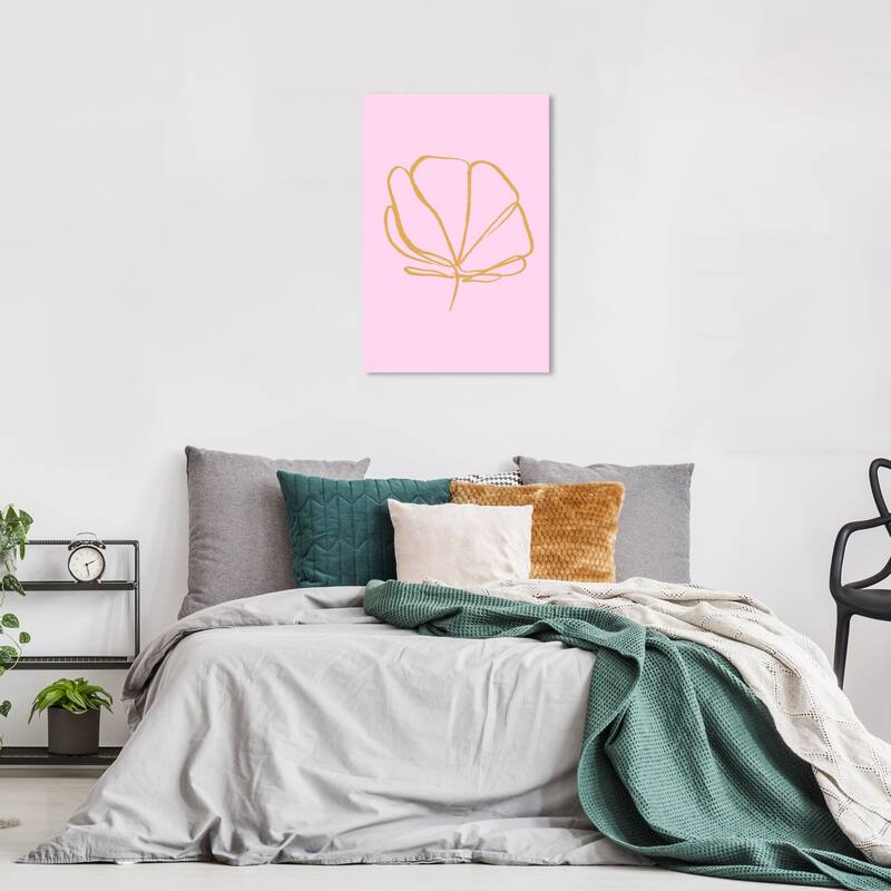 Wynwood Studio Canvas Floral and Botanical Flower Outline Pink and Light Pink Modern & Contemporary Wall Art Canvas Print - 24 x 16