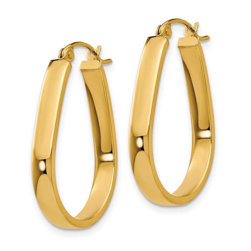 Curata 14k Yellow Gold Polished Hinged Oval Hoop Earrings - 16x19mm