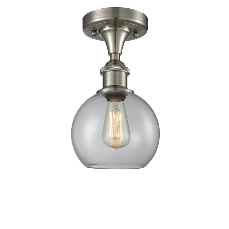 Innovations Lighting Ballston Athens - 1 Light 8" Semi-Flush Mount - Clear/Brushed Satin Nickel