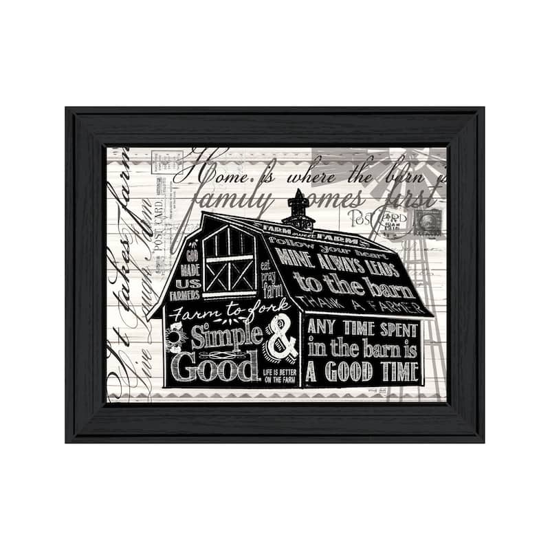 TrendyDecor4U Contemporary "SIMPLE & GOOD BARN" Framed Print Wall Art