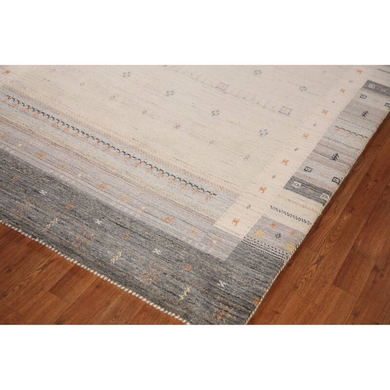 Tribal Beige Gabbeh Indian Area Rug Handmade Modern Wool Carpet - 5'4" x 7'7"