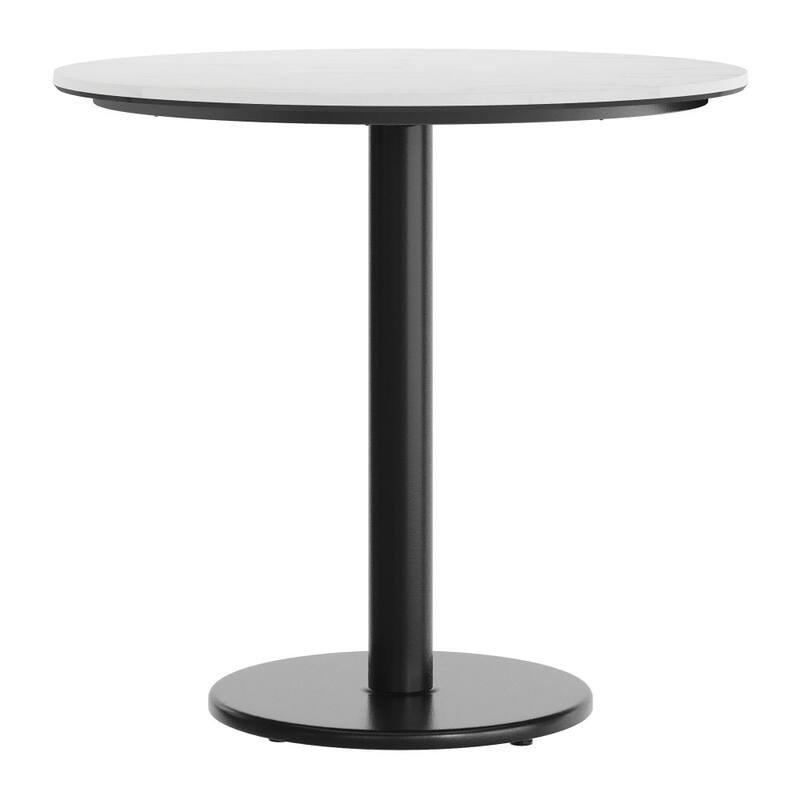 Commercial HPL Tabletop with Table Height Round Base