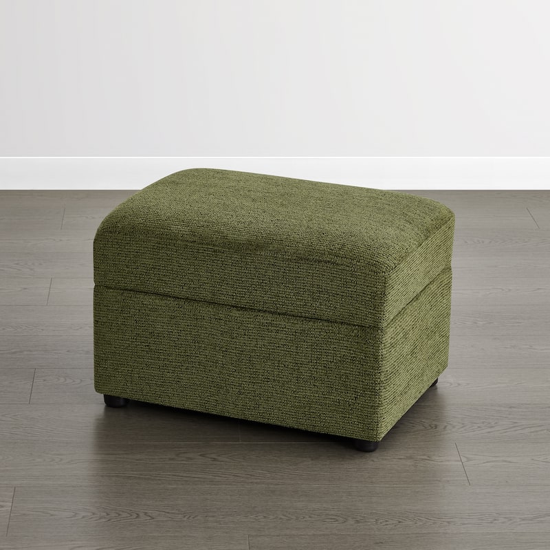 Spruce & Spring Modern Upholstered Swivel Barrel Accent Chair with Ottoman & Removable Slipcover - Single Ottoman - Green
