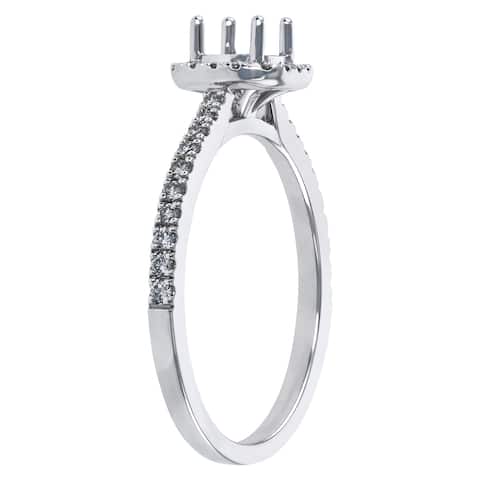 14K White Gold 1/4 ct. Diamonds Halo Semi Mount Engagement Ring by Beverly Hills Charm