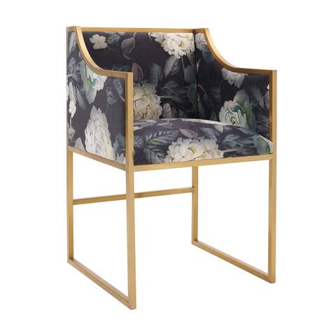 Silver Orchid Hawtree Floral Velvet Gold Chair