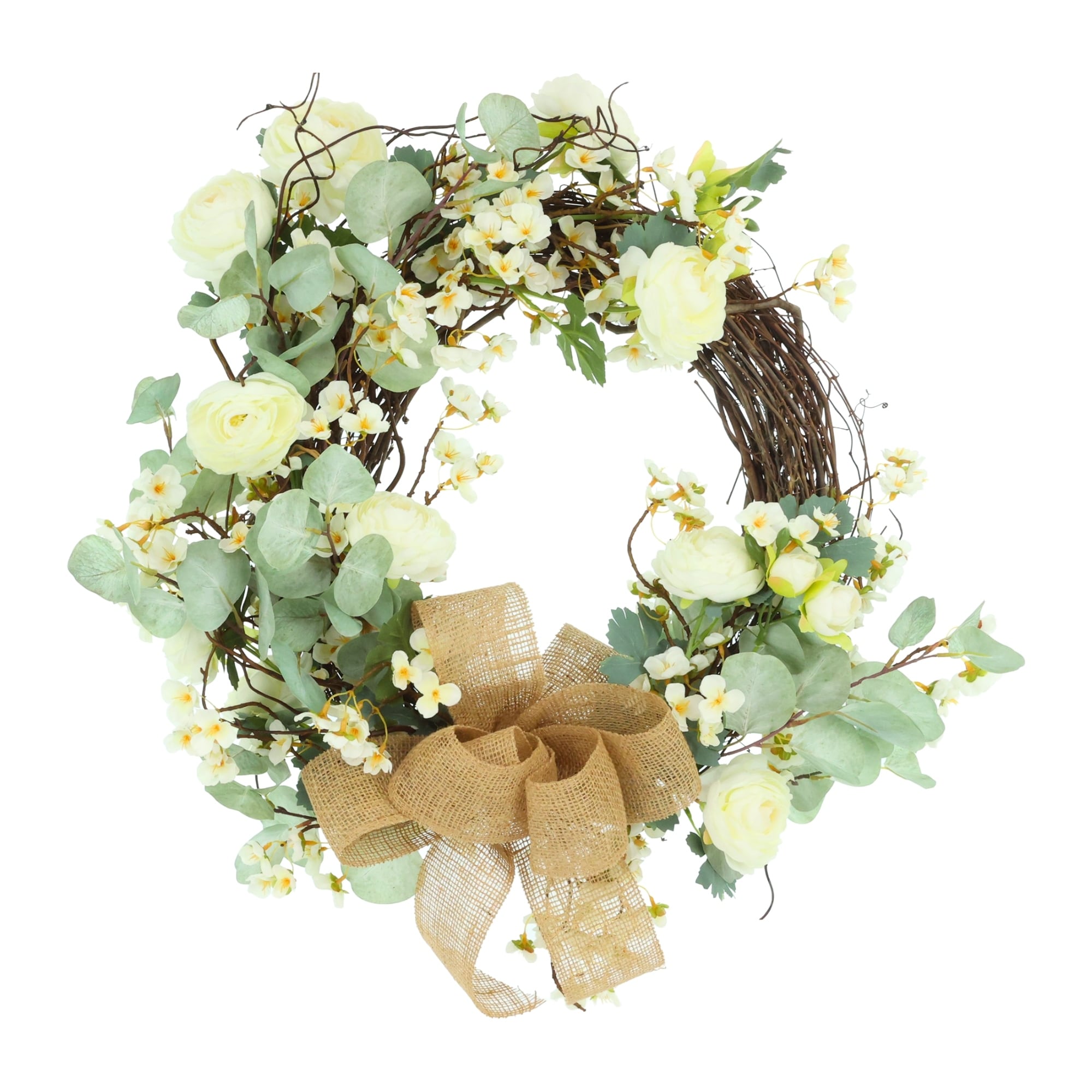 28" Wreath with Eucalyptus and Ranunculus