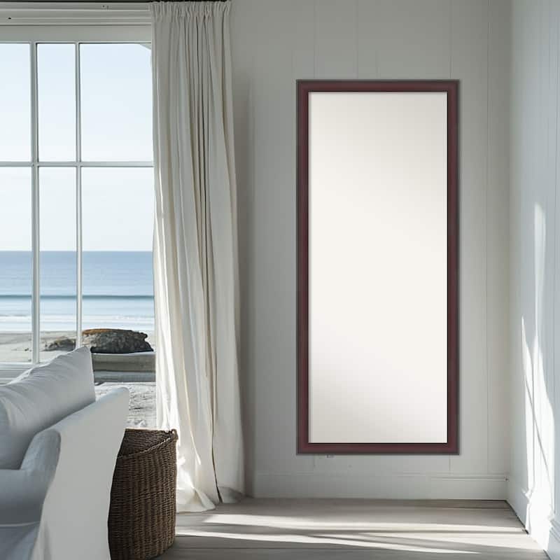 Grand Narrow Non-Beveled Framed Full-Length Floor Leaner Mirror