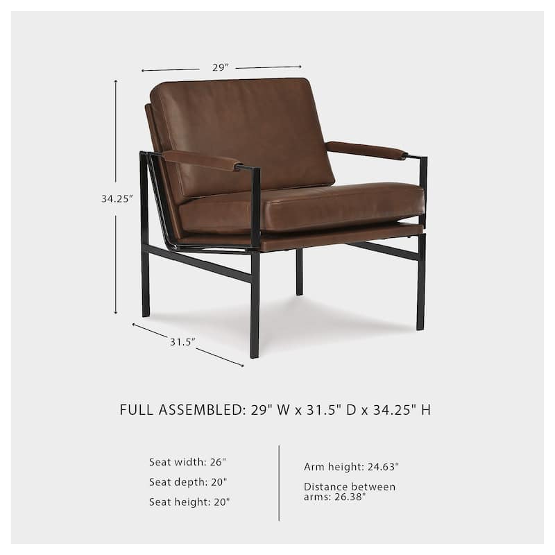 Signature Design by Ashley Puckman Mid Century Modern Leather Accent Chair - 29" W x 31.5" D x 34.25" H