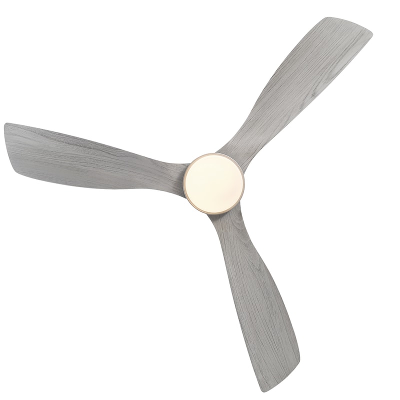 52 Inch Flush Mount Wood Blades White Ceiling Fan Reverse Airflow,6 Wind Speed,Remote Control