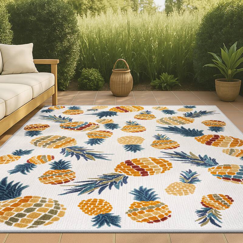 JONATHAN Y Limone Bold Pineapple High-Low Indoor/Outdoor Area Rug