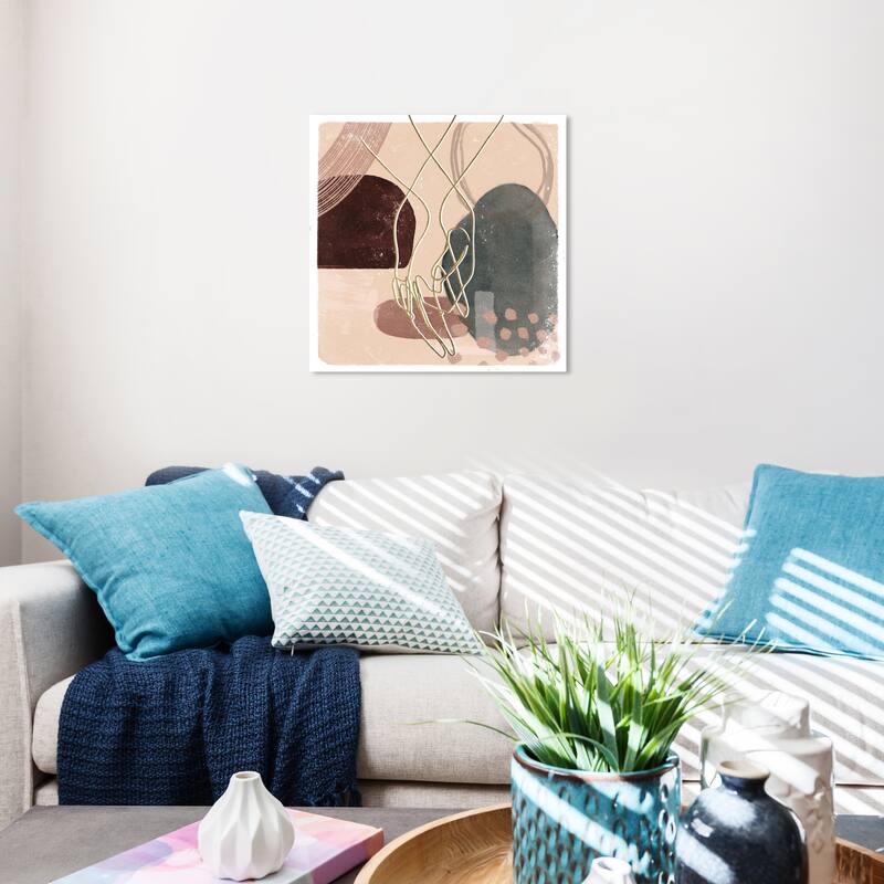 Wynwood Studio Canvas Abstract Hand Held Pink and Mid-Century Modern Wall Art Canvas Print - 20 x 20