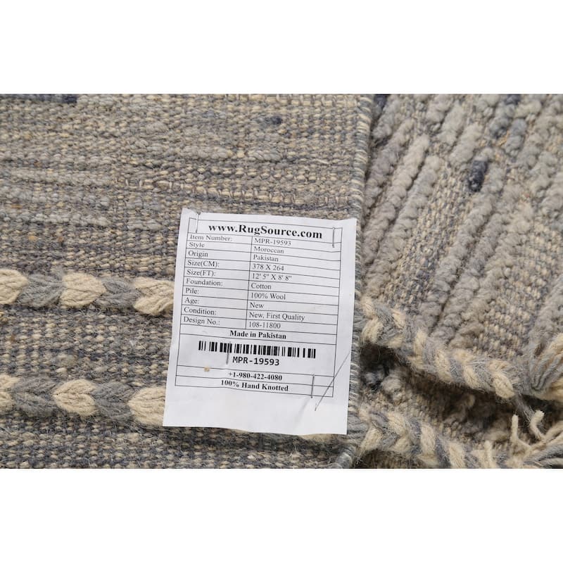Grey Modern / Moroccan Area Rug Handmade Wool Carpet - 8'8"x 12'5"