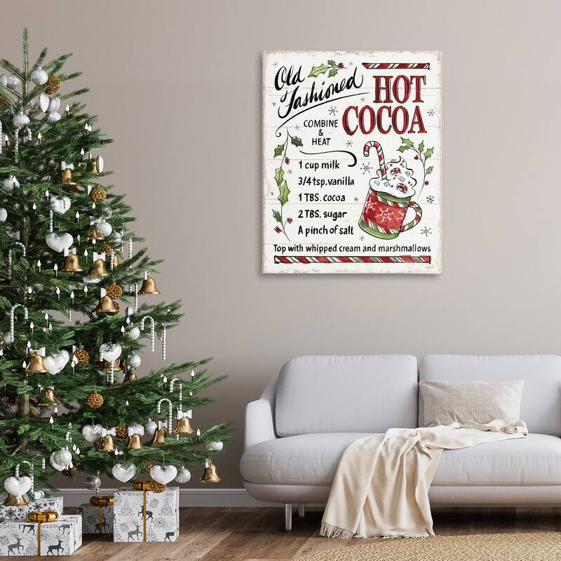 Stupell Old Fashioned Hot Cocoa Holiday Cooking Instructions Canvas Wall Art - Red