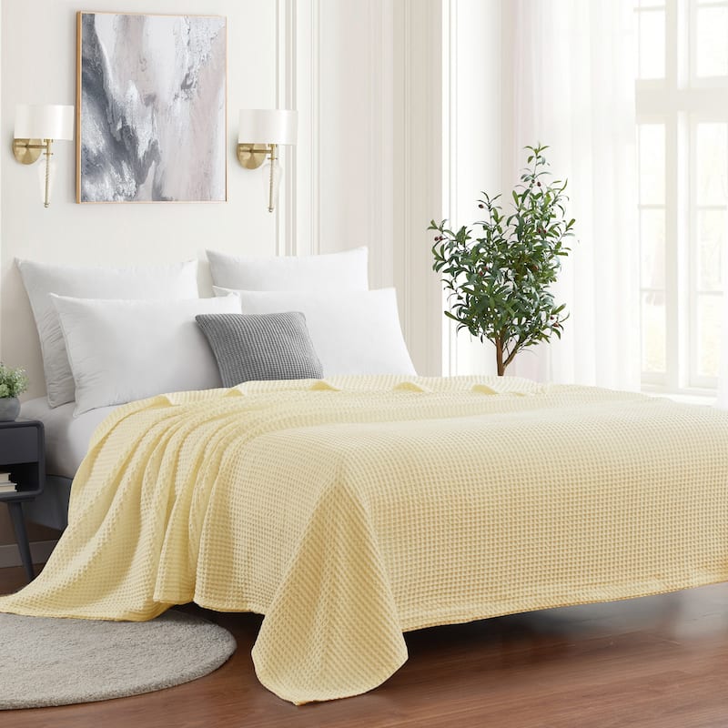 Sweet Home Collection Waffle Weave Cotton Blanket