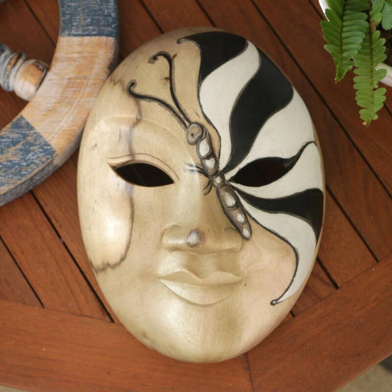 Novica Handmade Feminine Butterfly Wood Mask